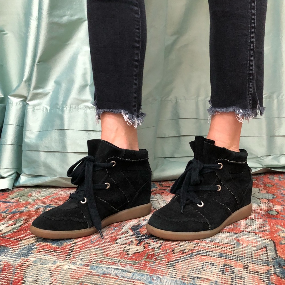 Isabel Marant Bobby Black Suede wedge bootie!